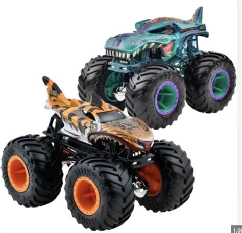 Машинки Hot Wheels Монстр Траки ДВЕ ШТУКИ Tiger Shark Mega Wrex купить с доставкой по выгодным