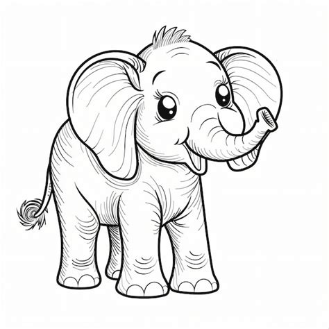 Dibujos Animados De Un Ni O Elefante P Gina De Libro Para Colorear