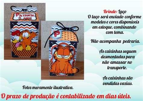 Caixa Milk Personalizada No Tema Garfield Elo