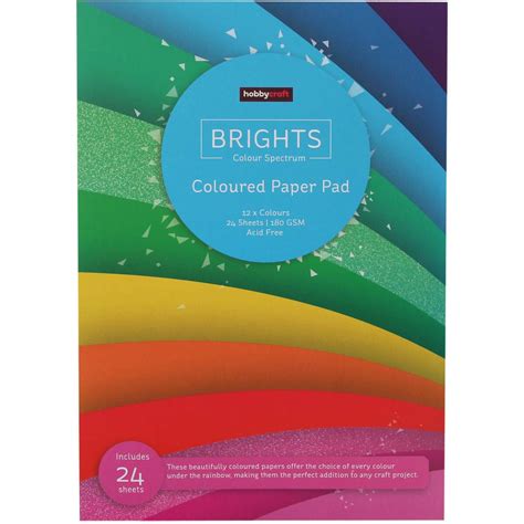 Bright Coloured Paper Pad A4 24 Pack Hobbycraft