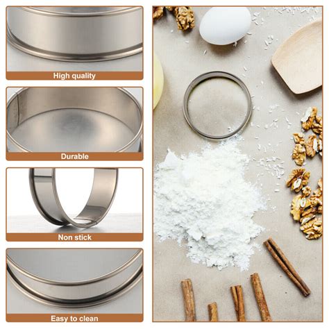 8pcs Stainless Steel Mousse Ring Molds Perfect For Baking Cakes And