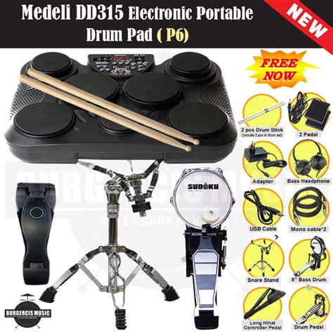 Medeli dd315 dd-315 Alesis ชุดกลองไฟฟ้าดิจิทัล แบบพกพา 7 แผ่น สําหรับ ...