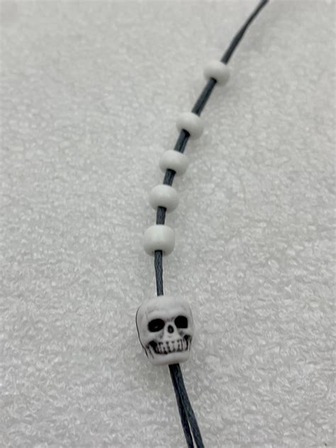 Beard Lacer White Skull And White Beads You Choose Rope Color Beard Tie