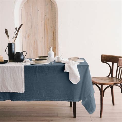 Nappe 50 Chanvre 50 Coton Bio Bleu Minéral Tissus et Nappes Westeel