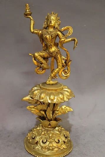 Wholesale Factory 13 Tibet Buddhism Temple Bronze 24K Gilt Stand Lotus