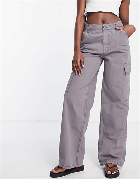 Asos Design Oversized Cargo Pants In Gray Asos