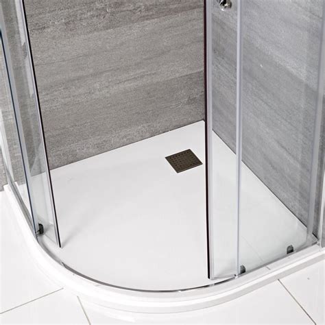 Milano Rasa Matt White Slate Effect Quadrant Shower Tray 900mm