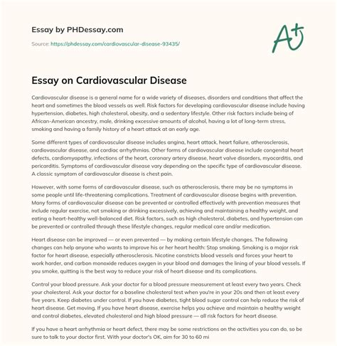 Essay On Cardiovascular Disease