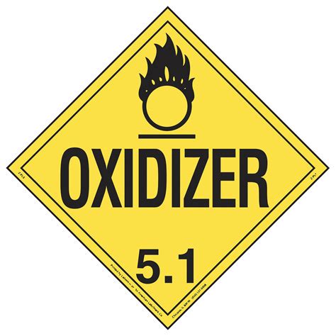 LABELMASTER DOT Container Placard Oxidizer 10 3 4 In Label Wd 10 3 4