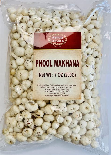 Spicy World Phool Makhana Fox Nutpopped Lotus Root Seed 200g 7 Oz ~ Plain Raw Uncooked