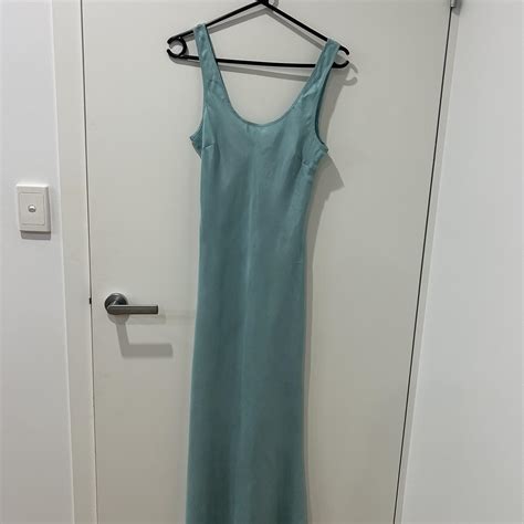 Nude Lucy Stas Cupro Slip Dress In Aqua Size Depop