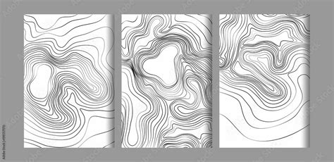 Abstract black and white topographic contours lines of mountains ...