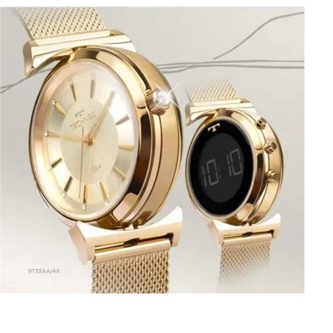 Relogio Technos Curvas Digital E Analogico Feminino Dourado T Aa X