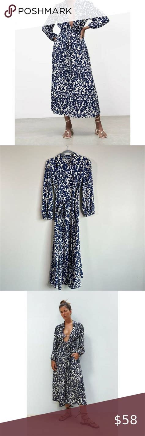 NWT ZARA The Emilie Printed Button Top Midi Dress Size Medium Midi