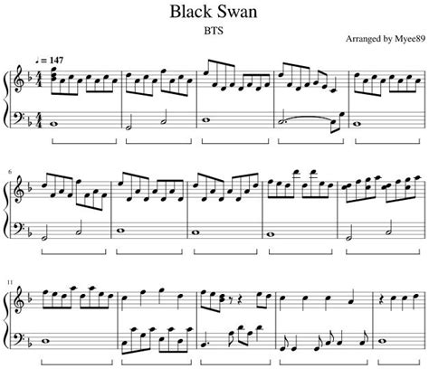 Bts — Black Swan Easy Piano Sheet Music Flute Sheet Music Easy Piano