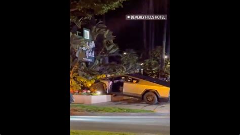 Rapper Crashed His Cybertruck Into Beverly Hills Hotel Sign Hours After