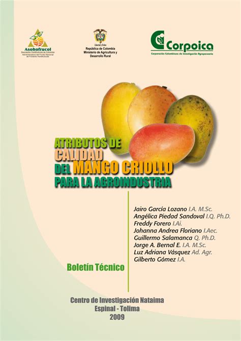 PDF Atributos De Calidad Del Mango Criollo Para La Agroindustria