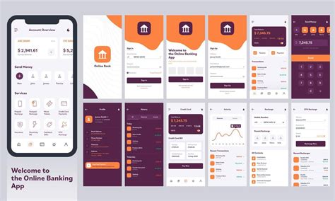 Online Banking Mobile App Ui Kit With Different Layout Including Sign