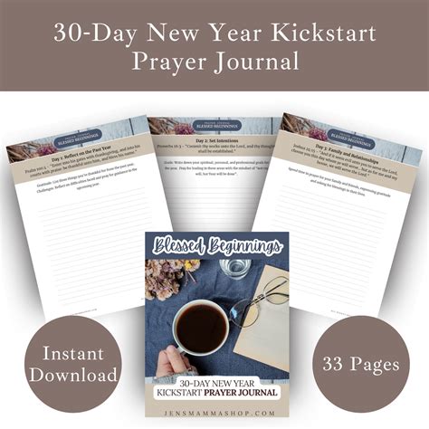 Printable 30 Day Prayer Journal New Year Scripture Journal Digital