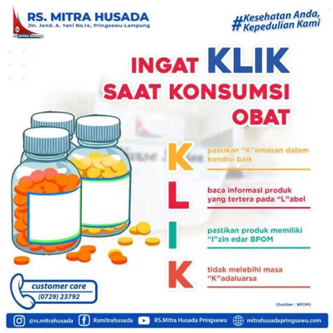 Ingat KLIK Saat Konsumsi Obat RS Mitra Husada Pringsewu