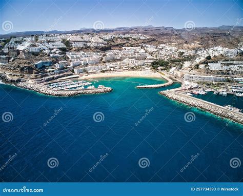 Luftbild Des Puerto Rico De Gran Canaria Strand Stockbild Bild Von