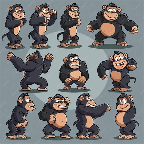 Premium Photo | Gorilla sprite sheet showing 57 different poses of a cut