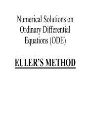 6 Numerical Solutions On Ordinary Differential Equations ODE EULER S