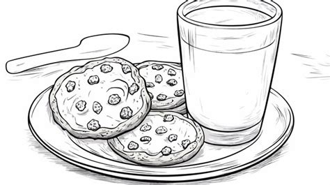 Cookies And Milk Cartoon Coloring Page For Kids Premium Ai Generated