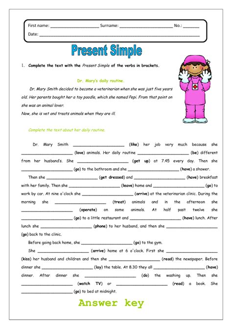 Present Simple And Daily Routines Worksheet