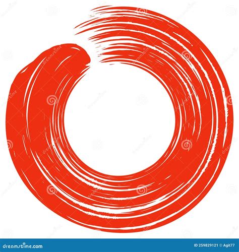 Red Zen Enso Japanese Circle Brush Stroke Sumi E Vector Illustration