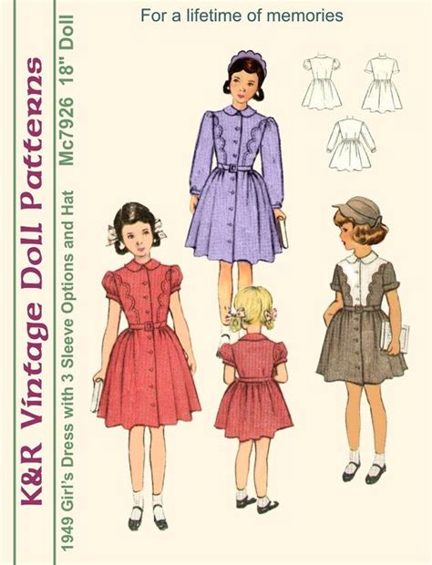 Krvp 7926dd 18 Doll Vintage 1940 S Dress Pattern Digital Download Etsy American Girl Doll