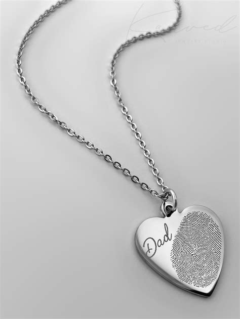 Actual Fingerprint Necklace Engraved Fingerprint Jewelry Etsy