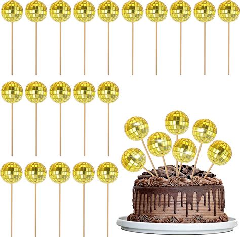 Pcs Disco Ball Cupcake Toppers Mini S Disco Ball Cake