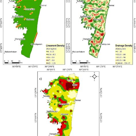 A Lineament Density Map B Drainage Density Map C Depth To Bedrock