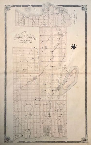 1877 Original Antique Map of Ontario County | D & E LAKE LTD. Toronto – D & E Lake Ltd