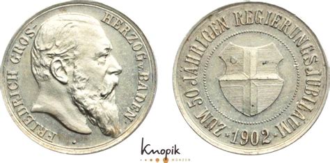 Baden Durlach Cu Gedenkkreuzer 1902 Friedrich I 1852 1907 UNC MA Shops