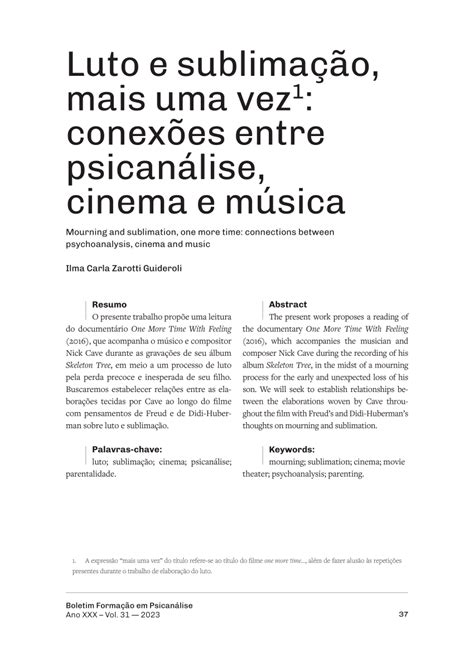 PDF Luto e sublimação mais uma vez conexões entre psicanálise