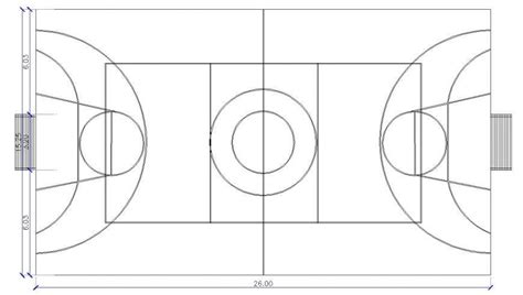 Basketball Field Top View Layout Plan In Dwg Autocad File Cadbull