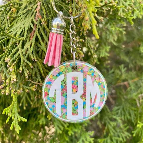 Monogram Keychain Etsy