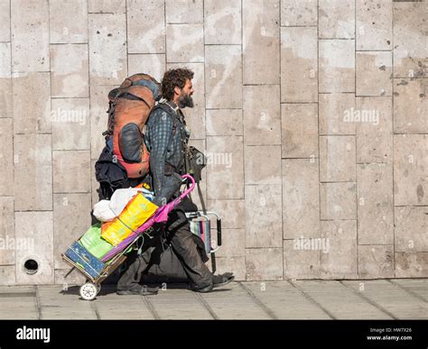 Scruffy Homeless Man With Backpack Hi Res Stock Photography And Images