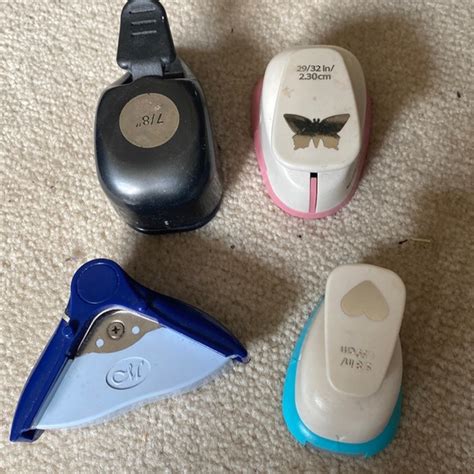Art Set Of Four Paper Hole Punches Heart Butterfly Circle Rounded