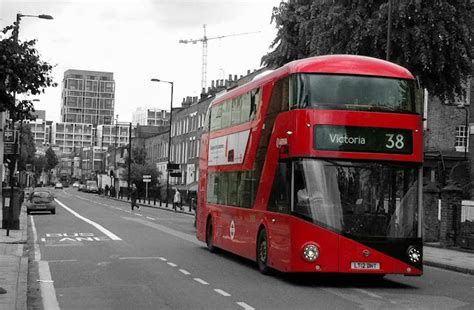 London bus black and white photography with color | Black and White ...