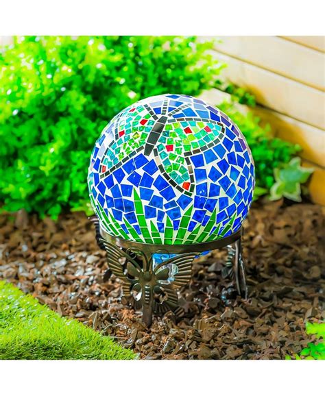 Evergreen 10 Mosaic Glass Gazing Ball Teal Butterfly Garden And Yard Decor Macy S