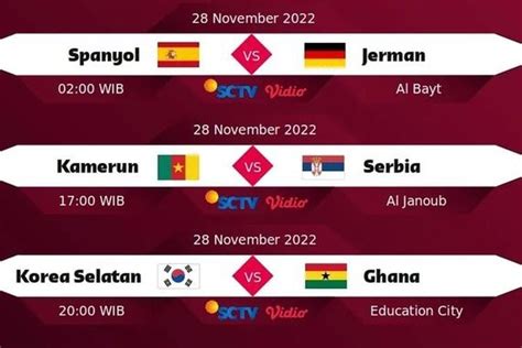 Jadwal Piala Dunia Hari Ini Senin November Lengkap Ada