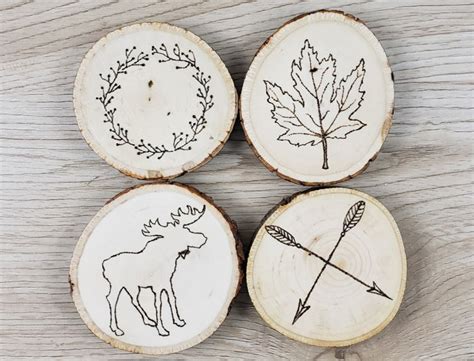 Rustic Wood Burned Coasters Tutorial Free Printable Patterns Beginner Wood Burning