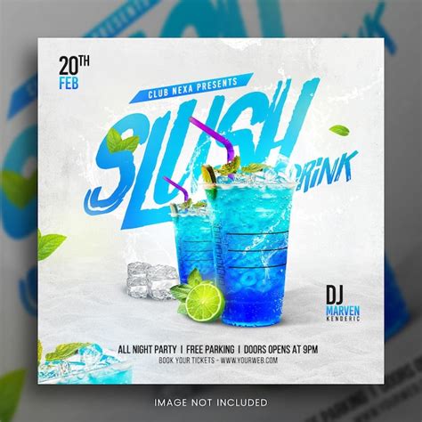 Premium Psd Slushy Blue Drink Social Media Instagram Banner Template