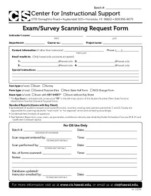 Fillable Online Cis Exam And Survey Scanning Request Form Scanning Fax