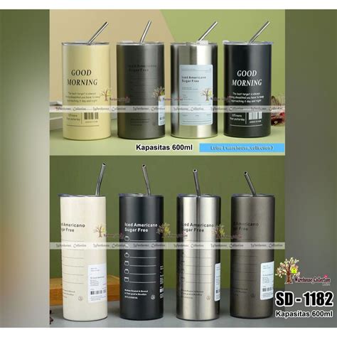 Jual Tumbler Ml Tinggi Pendek Hot And Cool Stainlees Free Sedotan Stainless Ati Tumpah Dan
