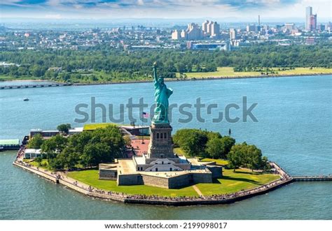 Panoramic Aerial View Statue Liberty New Stock Photo 2199098017 ...