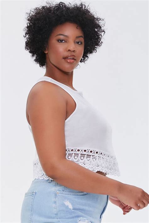 Plus Size Crochet Trim Crop Top